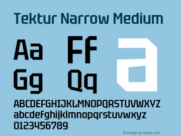 Tektur Narrow Medium Version 1.004; ttfautohint (v1.8.3)图片样张