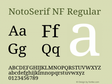 Noto Serif Regular Nerd Font Complete Windows Compatible Version 2.000;GOOG;noto-source:20170915:90ef993387c0; ttfautohint (v1.7);Nerd Fonts 2.1.0图片样张