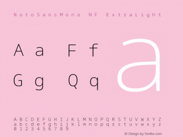 Noto Sans Mono ExtraLight Nerd Font Complete Mono Windows Compatible Version 2.000;GOOG;noto-source:20170915:90ef993387c0; ttfautohint (v1.7);Nerd Fonts 2.1.0图片样张