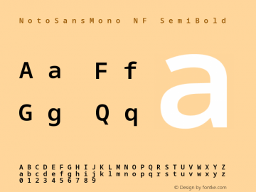 Noto Sans Mono SemiBold Nerd Font Complete Mono Windows Compatible Version 2.000;GOOG;noto-source:20170915:90ef993387c0; ttfautohint (v1.7);Nerd Fonts 2.1.0图片样张