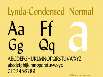 Lynda-Condensed Normal 1.0/1995: 2.0/2001 Font Sample
