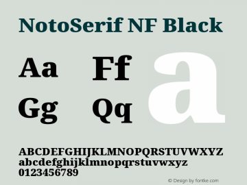 Noto Serif Black Nerd Font Complete Windows Compatible Version 2.000;GOOG;noto-source:20170915:90ef993387c0; ttfautohint (v1.7);Nerd Fonts 2.1.0图片样张