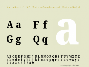 Noto Serif ExtraCondensed ExtraBold Nerd Font Complete Mono Windows Compatible Version 2.000;GOOG;noto-source:20170915:90ef993387c0; ttfautohint (v1.7);Nerd Fonts 2.1.0图片样张