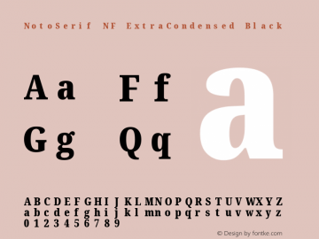 Noto Serif ExtraCondensed Black Nerd Font Complete Mono Windows Compatible Version 2.000;GOOG;noto-source:20170915:90ef993387c0; ttfautohint (v1.7);Nerd Fonts 2.1.0图片样张