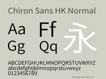 Chiron Sans HK Normal Version 2.046;hotconv 1.0.118;makeotfexe 2.5.65603图片样张