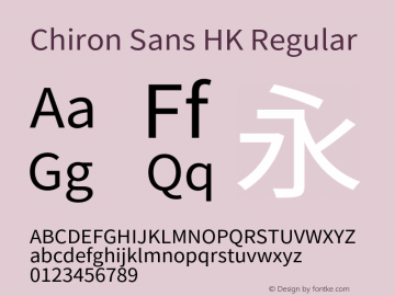 Chiron Sans HK Version 2.046;hotconv 1.0.118;makeotfexe 2.5.65603图片样张