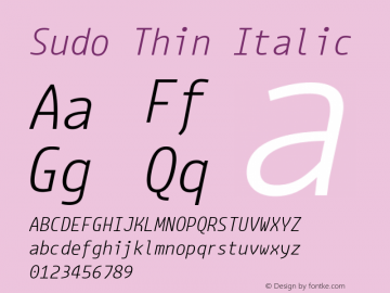 Sudo Thin Italic Version 0.062图片样张