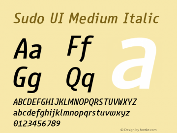 Sudo UI Medium Italic Version 0.062图片样张