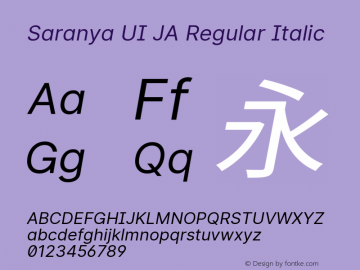 Saranya UI JA Regular Italic 图片样张