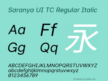 Saranya UI TC Regular Italic 图片样张