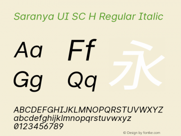 Saranya UI SC H Regular Italic 图片样张