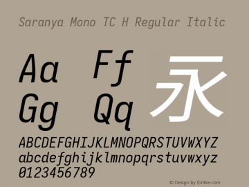 Saranya Mono TC H Regular Italic 图片样张