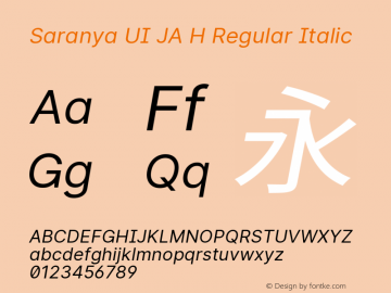Saranya UI JA H Regular Italic 图片样张