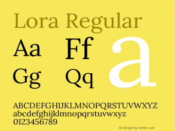 Lora Regular Version 3.002图片样张