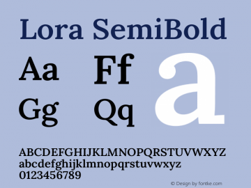 Lora SemiBold Version 3.002图片样张