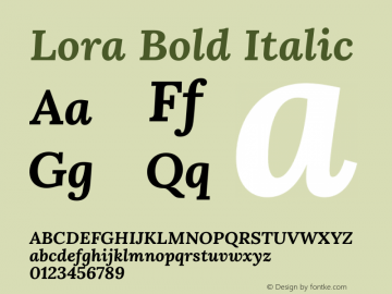 Lora Bold Italic Version 3.002图片样张