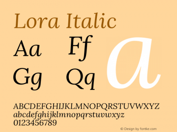Lora Italic Version 3.002图片样张
