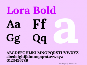 Lora Bold Version 3.002; ttfautohint (v1.8.3)图片样张