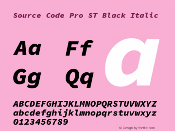 Source Code Pro ST Black Italic Version 1.058;hotconv 1.0.116;makeotfexe 2.5.65601图片样张