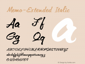 Memo-Extended Italic 1.0/1995: 2.0/2001 Font Sample