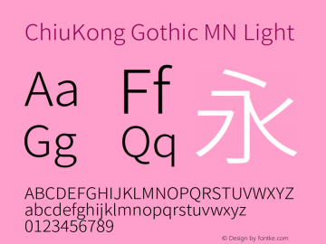 ChiuKong Gothic MN Light Version 1.230图片样张