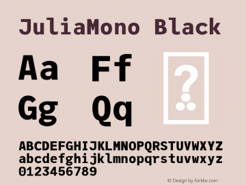 JuliaMono Black Version 0.044; ttfautohint (v1.8.4)图片样张