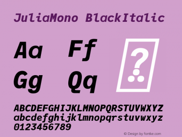 JuliaMono BlackItalic Version 0.044; ttfautohint (v1.8.4)图片样张