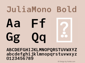 JuliaMono Bold Version 0.044; ttfautohint (v1.8.4)图片样张