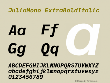 JuliaMono ExtraBoldItalic Version 0.044; ttfautohint (v1.8.4)图片样张
