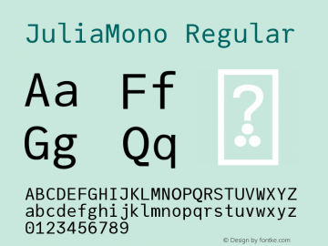JuliaMono Regular Version 0.044; ttfautohint (v1.8.4)图片样张