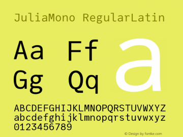 JuliaMono RegularLatin Version 0.044; ttfautohint (v1.8.4)图片样张