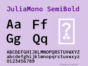 JuliaMono SemiBold Version 0.044; ttfautohint (v1.8.4)图片样张