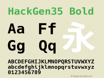 HackGen35 Bold Version 2.6.0 ; ttfautohint (v1.8.3) -l 6 -r 45 -G 200 -x 14 -D latn -f none -m 