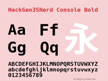 HackGen35Nerd Console Bold Version 2.6.0 ; ttfautohint (v1.8.3) -l 6 -r 45 -G 200 -x 14 -D latn -f none -m 