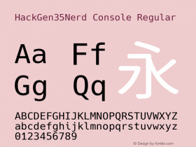 HackGen35Nerd Console Regular Version 2.6.0 ; ttfautohint (v1.8.3) -l 6 -r 45 -G 200 -x 14 -D latn -f none -m 