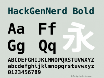 HackGenNerd Bold Version 2.6.0 ; ttfautohint (v1.8.3) -l 6 -r 45 -G 200 -x 14 -D latn -f none -m 