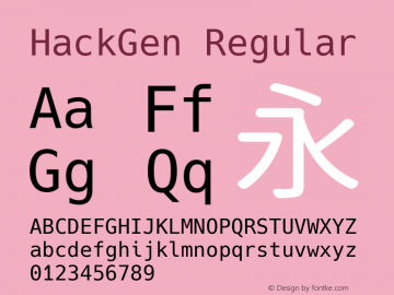 HackGen Regular Version 2.6.0 ; ttfautohint (v1.8.3) -l 6 -r 45 -G 200 -x 14 -D latn -f none -m 