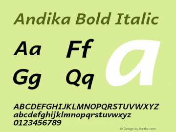 Andika Bold Italic Version 6.101图片样张