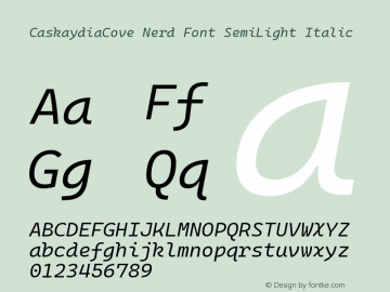 Caskaydia Cove SemiLight Italic Nerd Font Complete Version 2111.1;Nerd Fonts 2.1.0图片样张