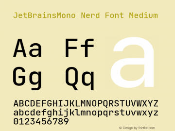 JetBrains Mono Medium Nerd Font Complete Version 2.242; ttfautohint (v1.8.3);Nerd Fonts 2.1.0图片样张