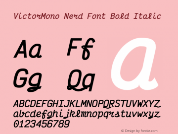 Victor Mono Bold Italic Nerd Font Complete Version 001.520;Nerd Fonts 2.1.0图片样张