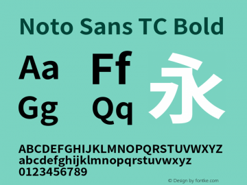 Noto Sans TC Bold Version 2.002;hotconv 1.0.116;makeotfexe 2.5.65601图片样张
