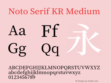 Noto Serif KR Medium Version 1.001;PS 1.001;hotconv 16.6.54;makeotf.lib2.5.65590图片样张