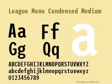 League Mono Condensed Medium Version 2.300;RELEASE图片样张