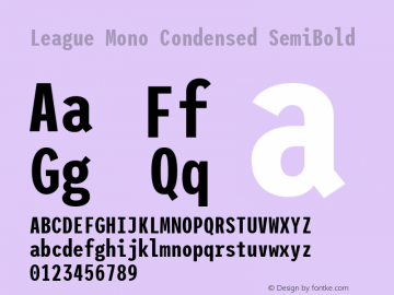League Mono Condensed SemiBold Version 2.300;RELEASE图片样张