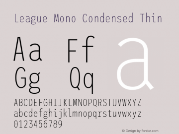 League Mono Condensed Thin Version 2.300;RELEASE图片样张