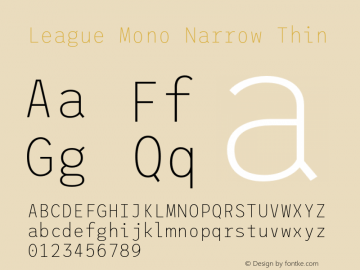 League Mono Narrow Thin Version 2.300;RELEASE图片样张
