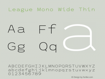 League Mono Wide Thin Version 2.300;RELEASE图片样张