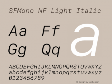 SF Mono Light Italic Version 0.0;Nerd Fonts 2.1.0图片样张