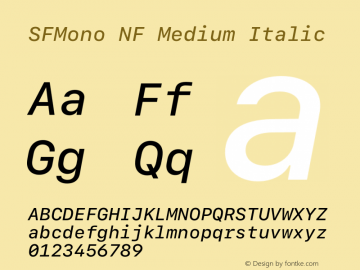 SF Mono Medium Italic Version 0.0;Nerd Fonts 2.1.0图片样张